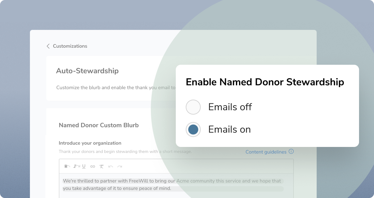 Enabled named donor stewardship as it appears in Portal